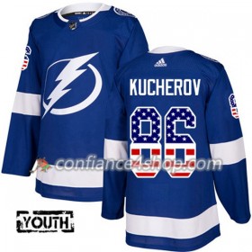 Adidas Maillot de Hockey Tampa Bay Lightning Nikita Kucherov 86 2017-2018 Bleu USA Flag Fashion Authentic - Enfant